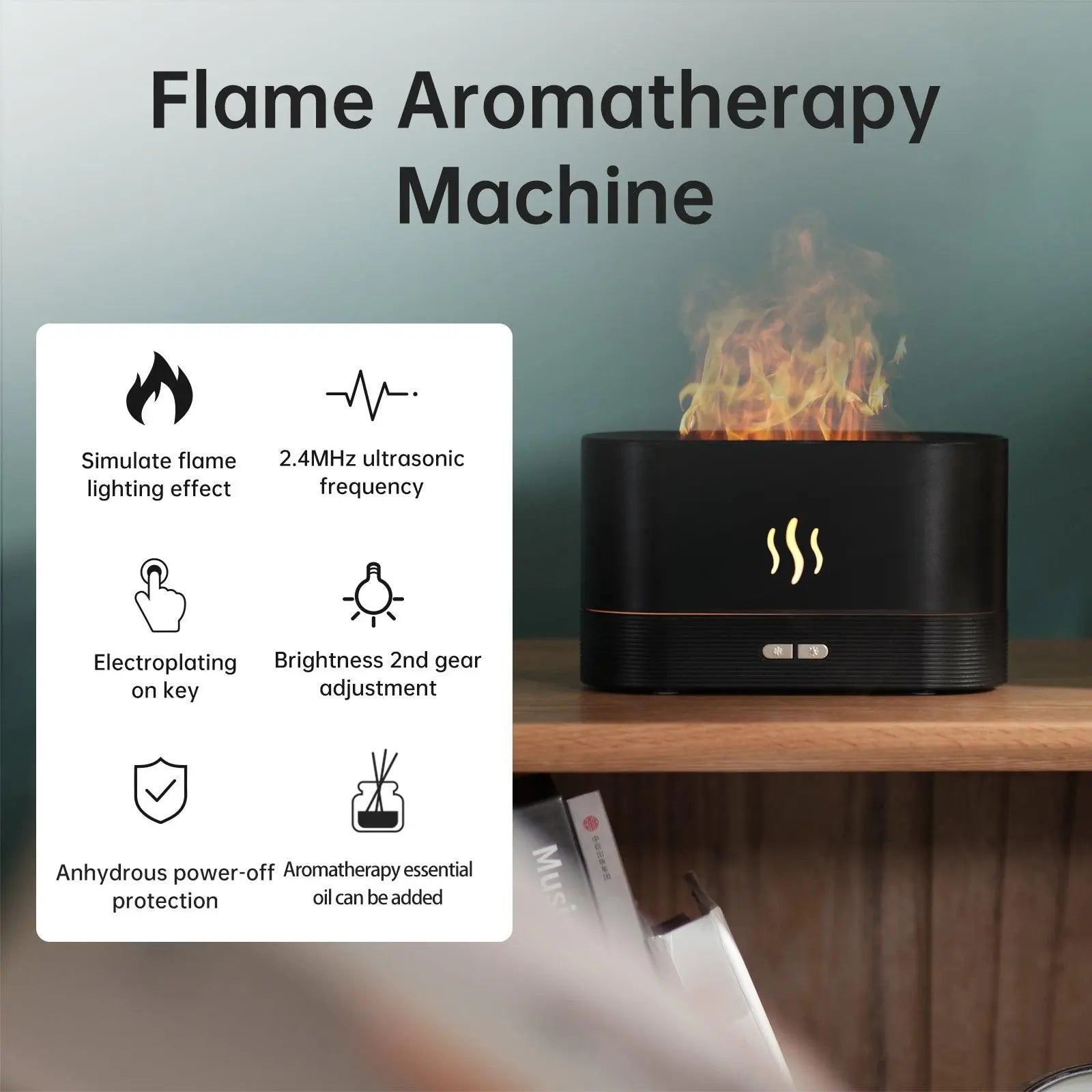 Aroma Diffuser Air Humidifier Ultrasonic Essential Oil Flame Lamp - Pejayz
