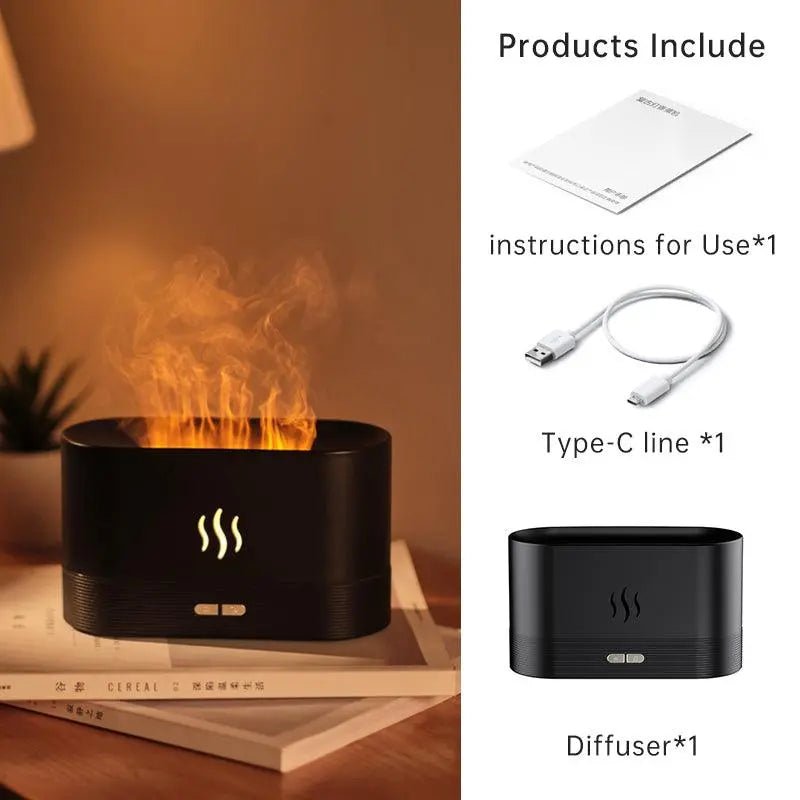 Aroma Diffuser Air Humidifier Ultrasonic Essential Oil Flame Lamp - Pejayz
