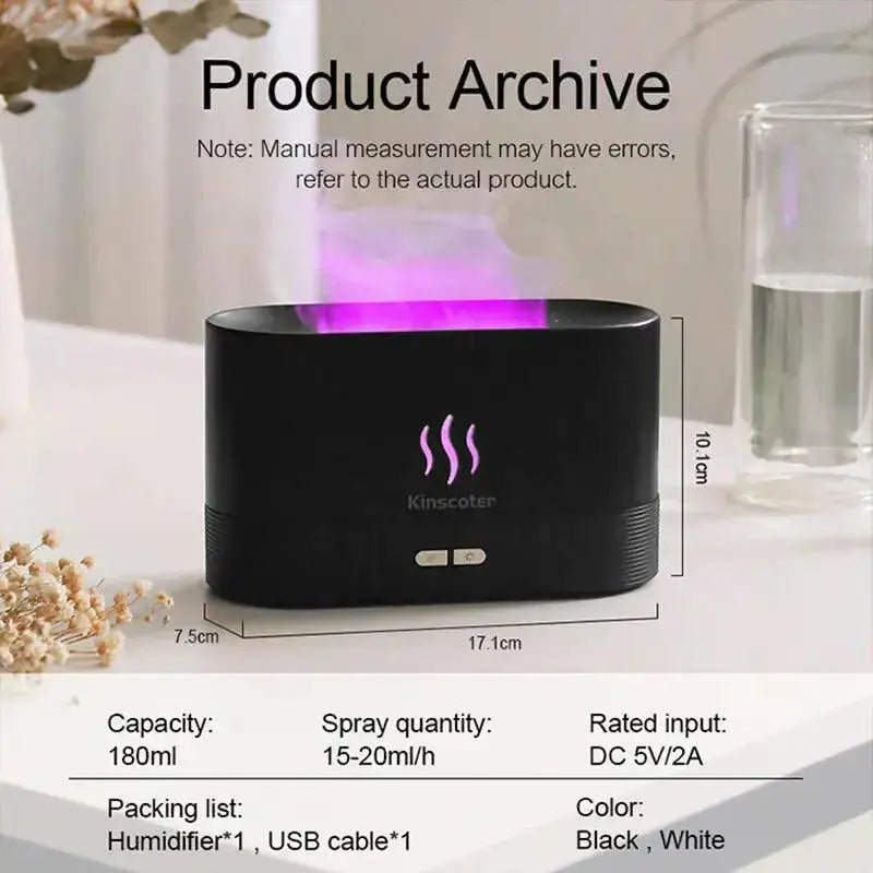 Aroma Diffuser Air Humidifier Ultrasonic Essential Oil Flame Lamp - Pejayz