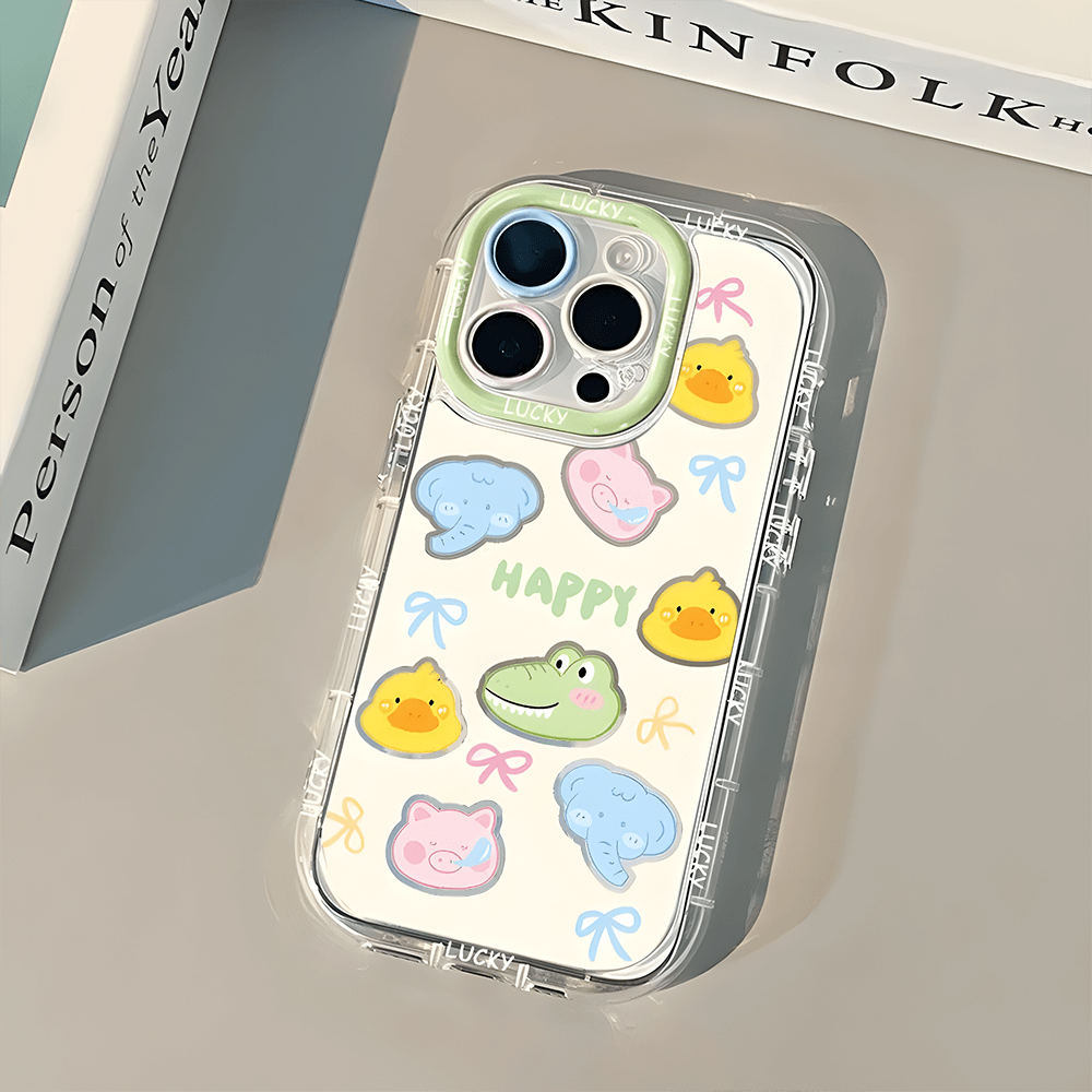 Cute Cat Animal Phone Case Silicone Soft Cover For iPhone 16 & 15 Pro