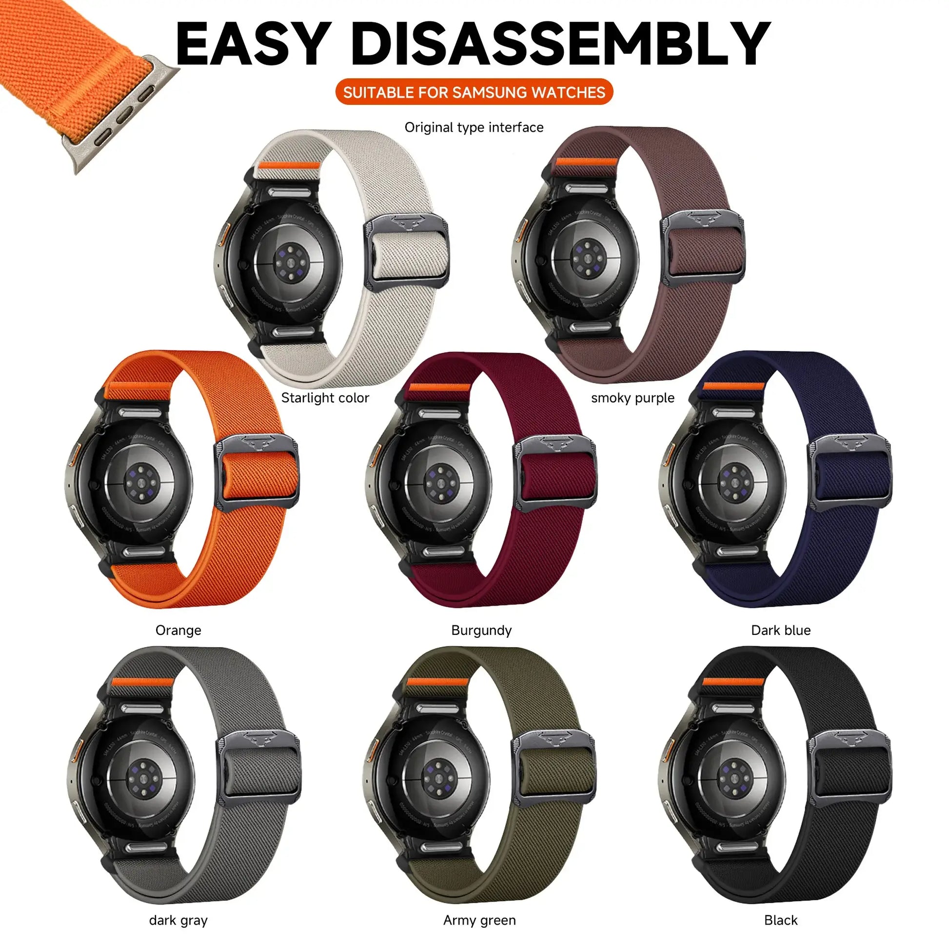 Elastic Nylon Band For Samsung Galaxy Watch 7
