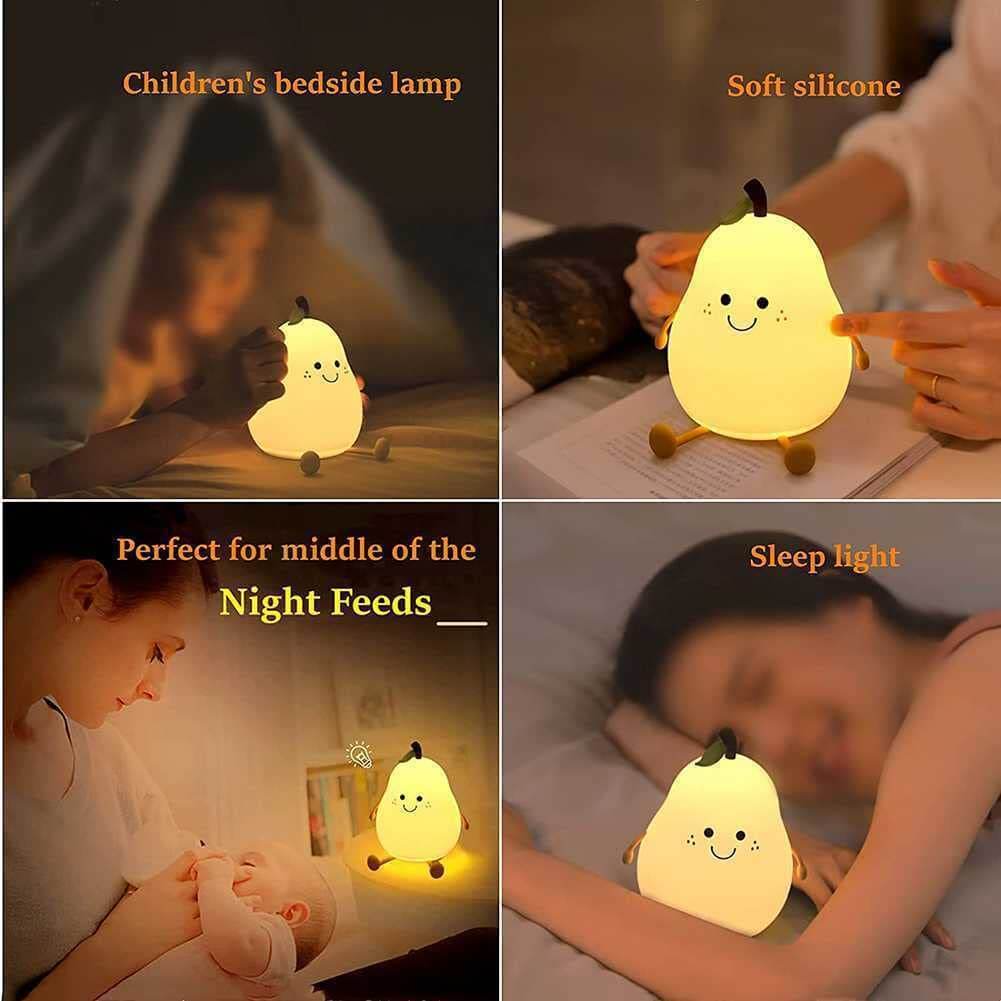 Night Lights for Kids Pear Shaped Silicone Nightlight With 7 Color 