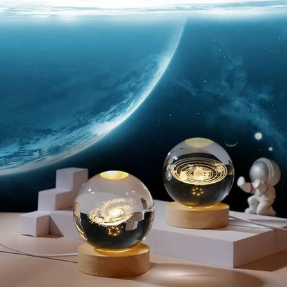 3D Crystal Ball Lamp Galaxy & Planetary Projection USB Night Light