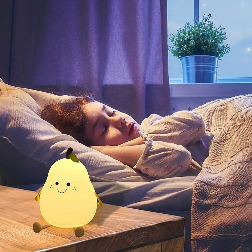 Night Lights for Kids Pear Shaped Silicone Nightlight With 7 Color 