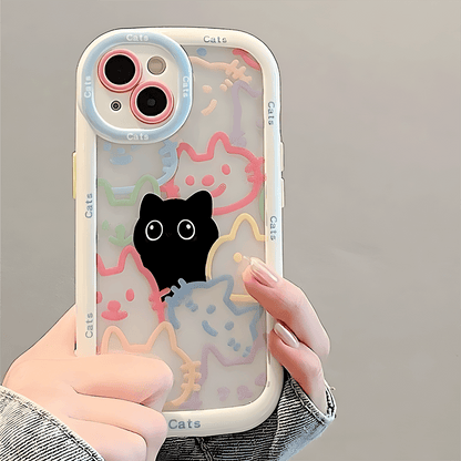 Cute Cat Animal Phone Case Silicone Soft Cover For iPhone 16 & 15 Pro