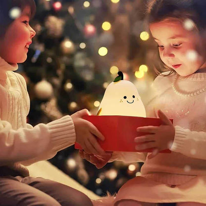 Night Lights for Kids Pear Shaped Silicone Nightlight With 7 Color 