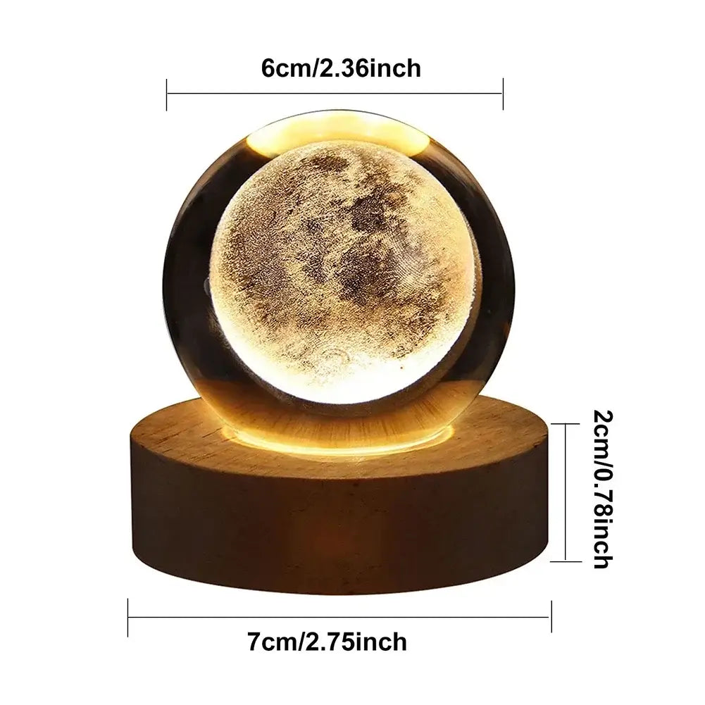 3D Crystal Ball Lamp Galaxy & Planetary Projection USB Night Light