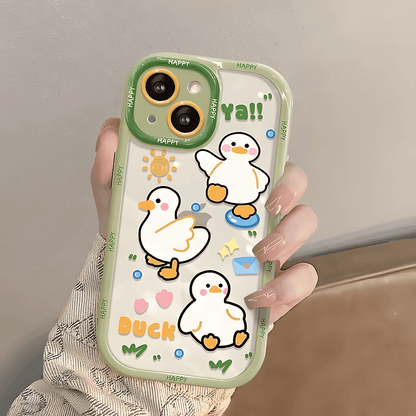 Cute Cat Animal Phone Case Silicone Soft Cover For iPhone 16 & 15 Pro