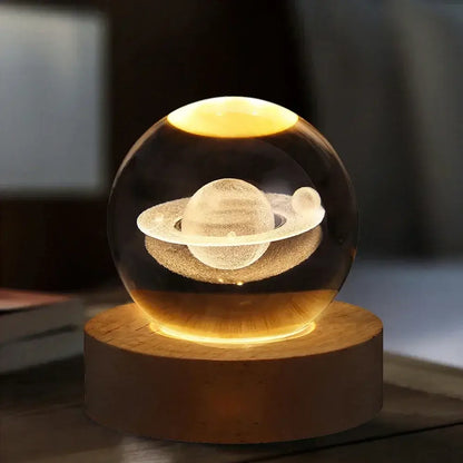 3D Crystal Ball Lamp Galaxy & Planetary Projection USB Night Light