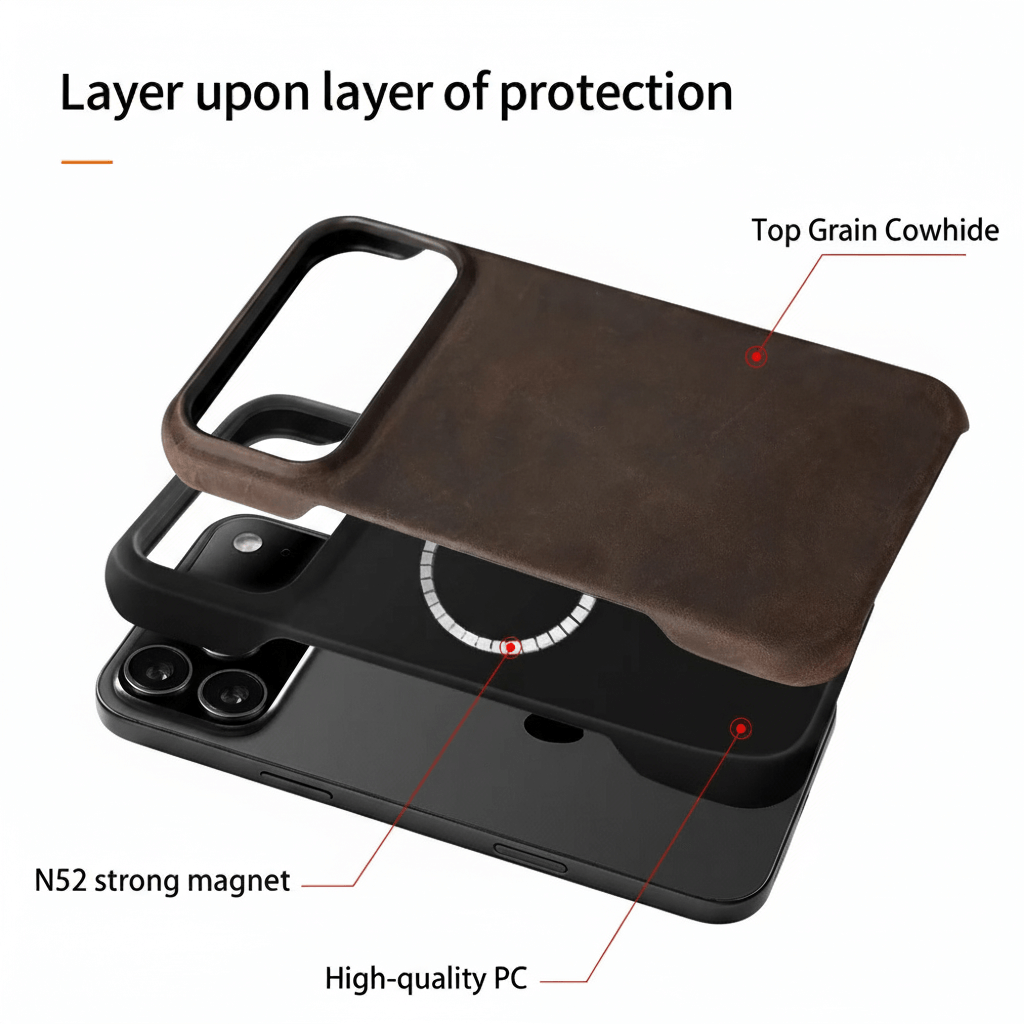 iPhone 17 Pro Max Genuine Retro Cowhide Leather Case | Pejayz